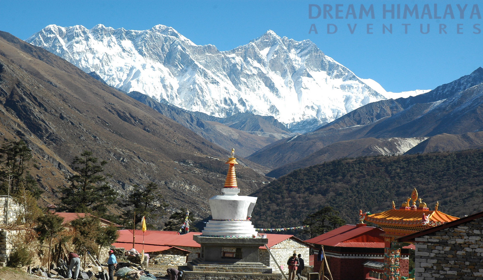 Everest & Lhotse view from Tengbouche